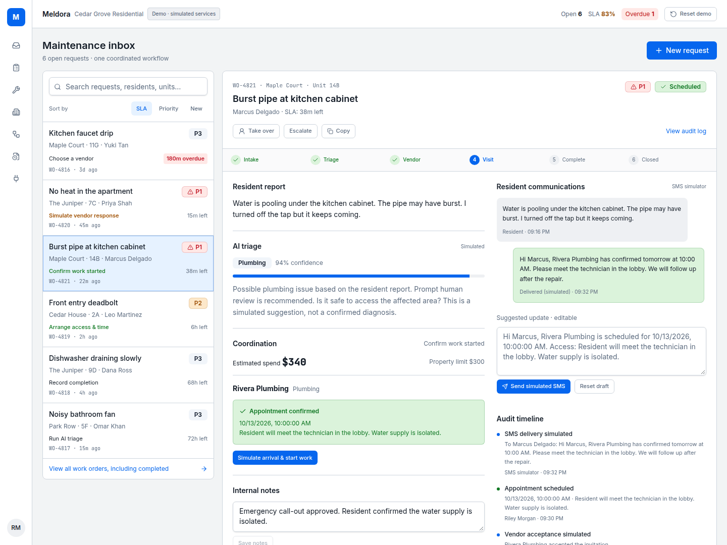 Meldora desktop maintenance workspace